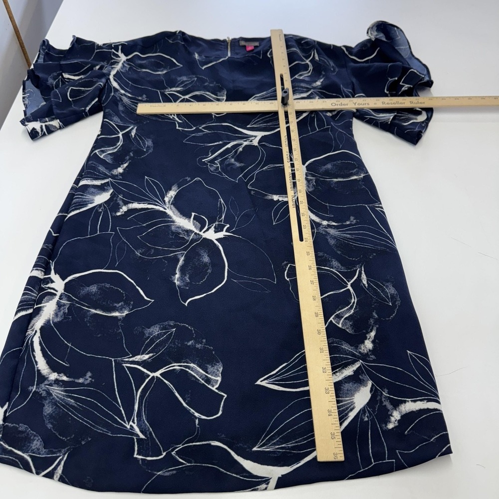 Vince Camuto Dress Womens Size 6 Blue Floral Shift Ruffle Sleeve Wedding‎ Guest - Picture 9 of 9